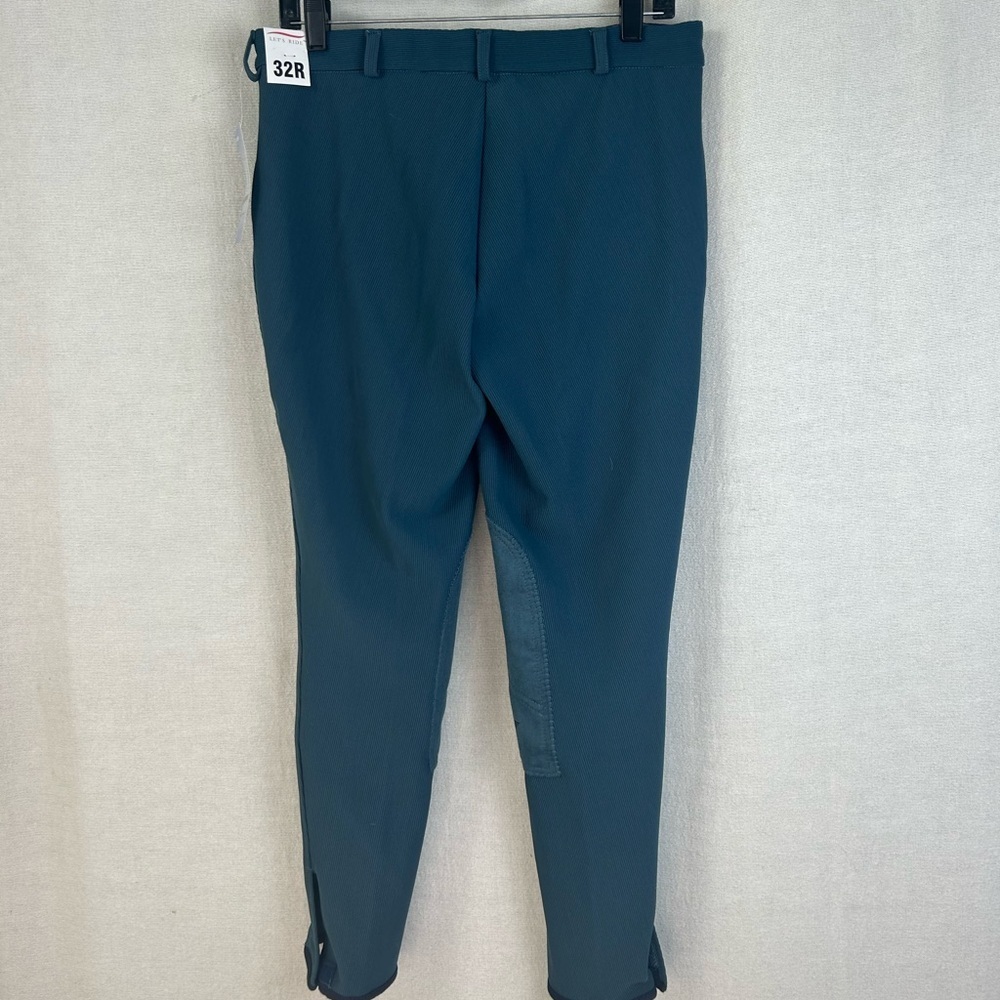 NWT Tuff Rider Front Zip Knee Patches Low Rise Ribbed Breeches Blue Pants SZ 32 - Picture 8 of 14